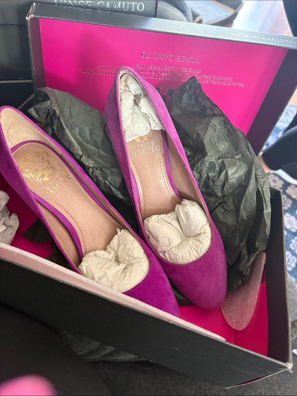 Vince Camuto Suede Pointed-Toe Pumps in Magenta